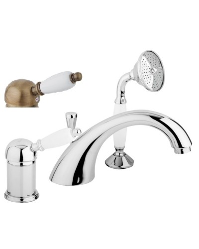 Смеситель на борт ванны с выдвижным душем и переключателем CEZARES ELITE-BVDM-02-Bi