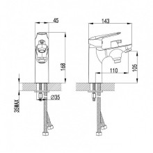 Смеситель на борт ванны Iddis Torr TORSB10I07 Хром