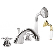 Смеситель на борт ванны с ручным выдвижным душем CEZARES NOSTALGIA-BVD-03/24-Bi