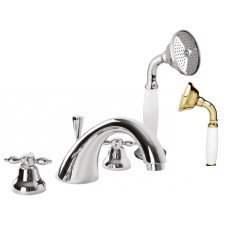 Смеситель на борт ванны с ручным выдвижным душем CEZARES NOSTALGIA-BVD-03/24-Bi