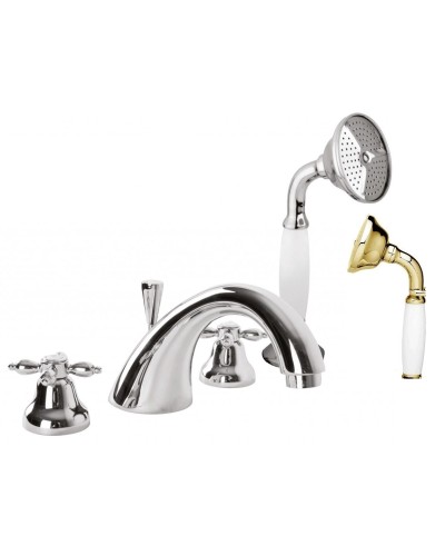 Смеситель на борт ванны с ручным выдвижным душем CEZARES NOSTALGIA-BVD-03/24-Bi