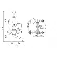 Смеситель на борт ванны с ручным душем CEZARES FIRST-PBV-03/24-Nc