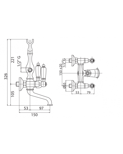 Смеситель на борт ванны с ручным душем CEZARES FIRST-PBV-03/24-Nc