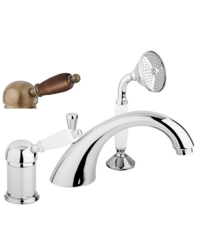 Смеситель на борт ванны с выдвижным душем и переключателем CEZARES ELITE-BVDM-02-Nc