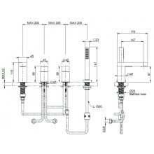 Смеситель на борт ванны на 4 отверстия CEZARES UNIKA-BVD4-BIO