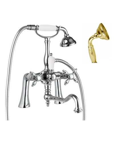 Смеситель на борт ванны с поворотным изливом, шлангом 150 см CEZARES NOSTALGIA-PBV2-03/24-M