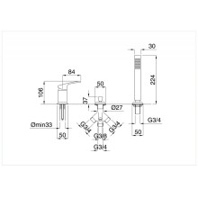 Смеситель на борт ванны однорычажный без излива Cezares LEGEND-BDM-02