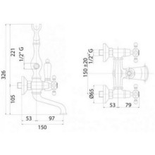 Смеситель на борт ванны с ручным душем, шлангом 150 см CEZARES GOLF-PBV-01-M