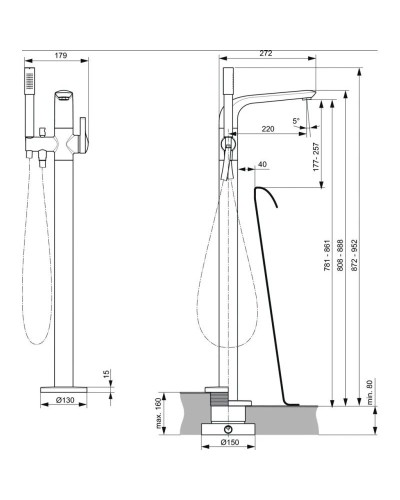 Смеситель напольный для ванны Ideal Standard Melange A6120AA