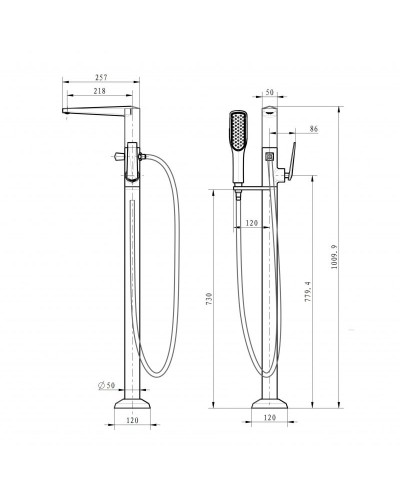 Смеситель для ванны Boheme Venturo 379-W напольный Белый Хром