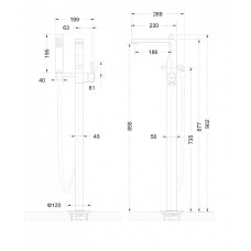 Смеситель для ванны Bravat Arc F66061C-B3-ENG напольный Хром
