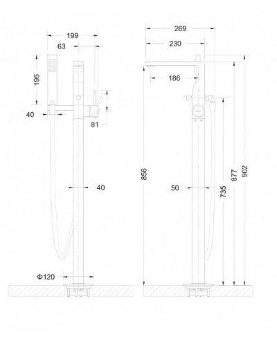 Смеситель для ванны Bravat Arc F66061C-B3-ENG напольный Хром