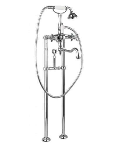 Напольный смеситель для ванны с поворотным изливом, кронштейном для слива-перелива CEZARES GOLF-VDPS2-01-Bi