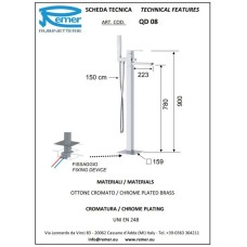 Смеситель напольный для ванны Remer Q-Design QD08