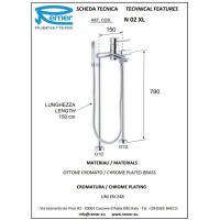 Смеситель напольный для ванны Remer Minimal N02XL