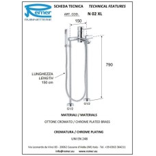 Смеситель напольный для ванны Remer Minimal N02XL