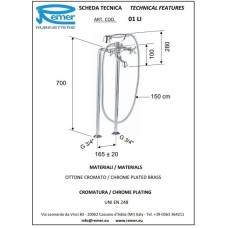 Смеситель напольный для ванны Remer Liberty 01LI