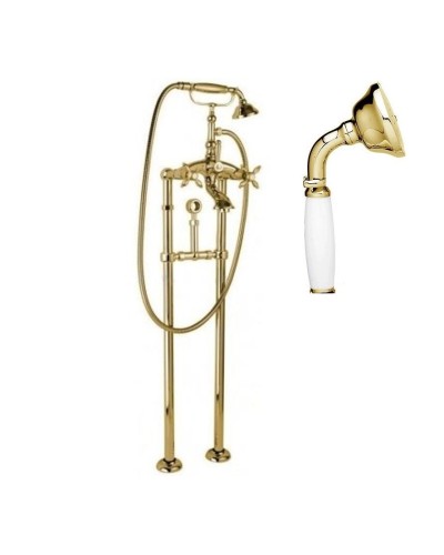 Напольный смеситель для ванны с ручным душем и шлангом 150 см CEZARES NOSTALGIA-VDPS-03/24-Bi