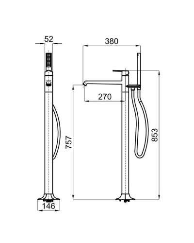 Смеситель напольный для ванны Noken Chelsea N199999363