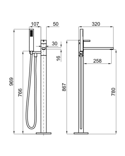 Смеситель напольный для ванны Noken NK Concept N199999396