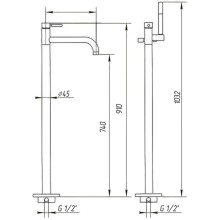 Смеситель напольный для ванны Migliore Kobuk ML.KOB-2260.CR