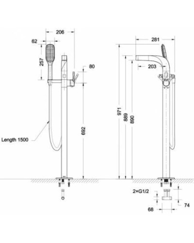 Смеситель напольный для ванны Bravat Wave F674108C-B