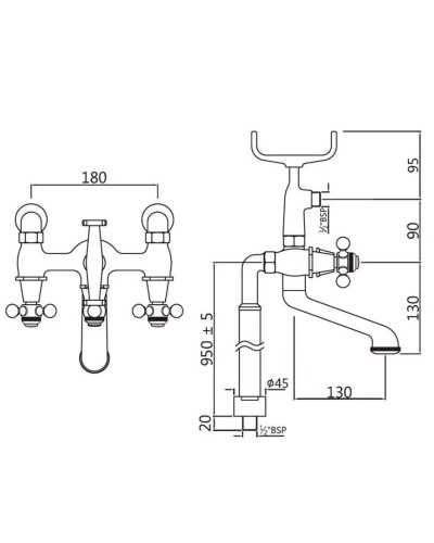Смеситель напольный для ванны Jaquar Queen’s QQT-CHR-7271HL