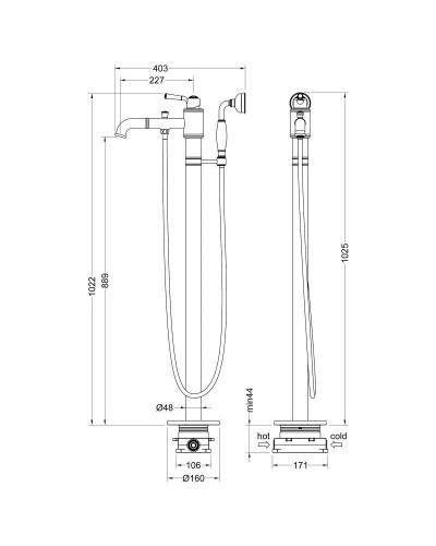 Смеситель напольный для ванны Timo Arisa 5300/02Y-CR