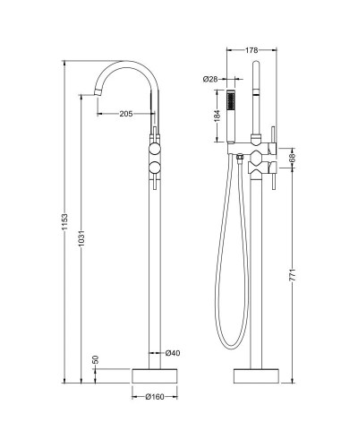 Смеситель напольный для ванны Timo Saona 2300/16Y-CR