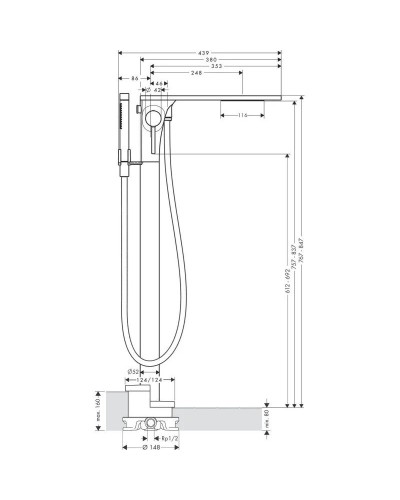 Смеситель напольный для ванны Axor Massaud 18450000