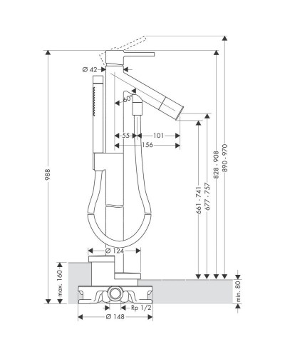 Смеситель для ванны напольный Axor Starck 10456000