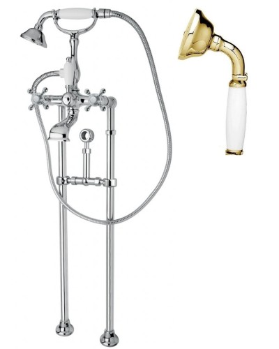 Напольный смеситель для ванны с кронштейном для слива-перелива CEZARES GOLF-VDPS-03/24-Bi