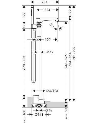 Термостат напольный для ванны Axor Citterio E 36416000