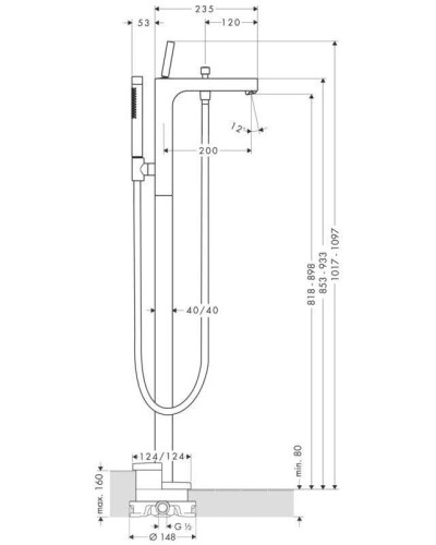 Смеситель напольный для ванны Axor Citterio 39451000