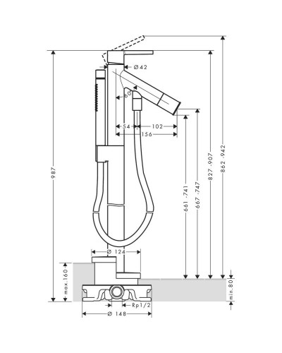 Смеситель напольный для ванны Axor Starck 10455000