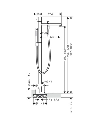Смеситель напольный для ванны Axor Uno 45416000