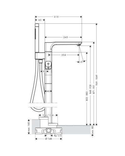 Термостат напольный для ванны Axor Urquiola 11422000