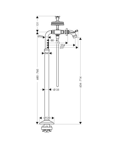 Смеситель напольный для ванны Axor Montreux 16547820