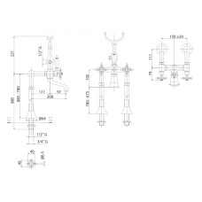 Напольный смеситель для ванны с ручным душем, шлангом 150 см CEZARES LORD-VDP-01-Bi