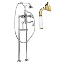 Напольный смеситель для ванны с повор.изливом кронштейном для слива-перелива CEZARES GOLF-VDPS2-03/24-Bi