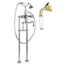 Напольный смеситель для ванны с повор.изливом кронштейном для слива-перелива CEZARES GOLF-VDPS2-03/24-Bi