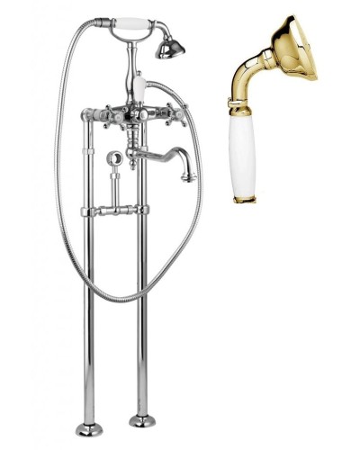 Напольный смеситель для ванны с повор.изливом кронштейном для слива-перелива CEZARES GOLF-VDPS2-03/24-Bi
