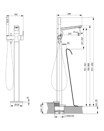 Смеситель напольный для ванны Ideal Standard Tonic II A6347XG
