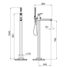 Смеситель напольный для ванны Noken Square N186490103