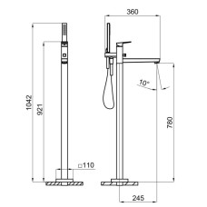 Смеситель напольный для ванны Noken Square N186490103
