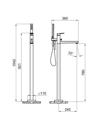 Смеситель напольный для ванны Noken Square N186490103