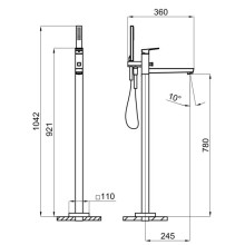 Смеситель напольный для ванны Noken Square N186490102