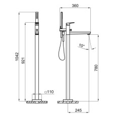 Смеситель напольный для ванны Noken Square N186490102