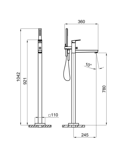 Смеситель напольный для ванны Noken Square N186490102