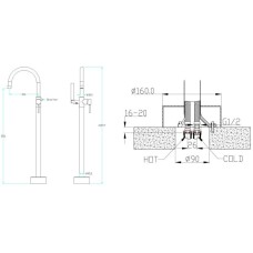 Смеситель напольный для ванны Boheme Uno 229